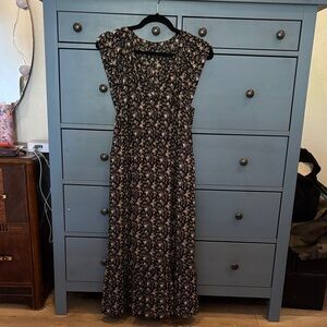 J. Crew Black and Pink Floral Maxi Dress